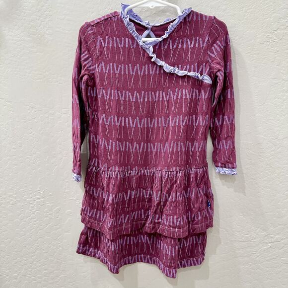 Kickee Pants Burgundy & Purple Wheat Ruffle Dress - Picture 1 of 7